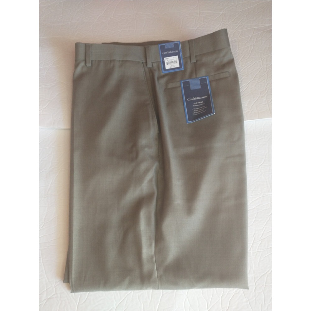 Croft &‎ Barrow Men's Performance Wool Blend Dress Pants Washable Gray